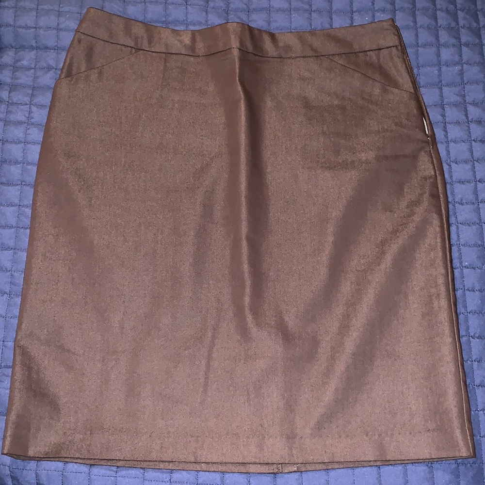 Brown side zip pencil skirt